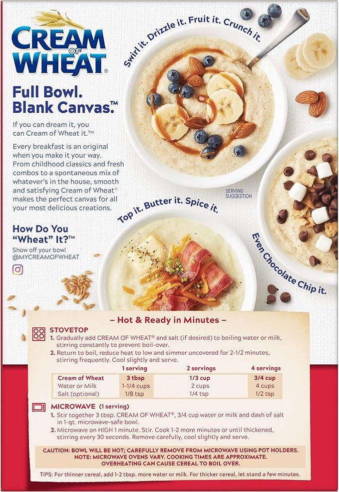 Cream of Wheat Stove Top Hot Cereal, Original, 2 1/2 Minute Cook Time, 28 Ounce (Pack of 12) - Image 8