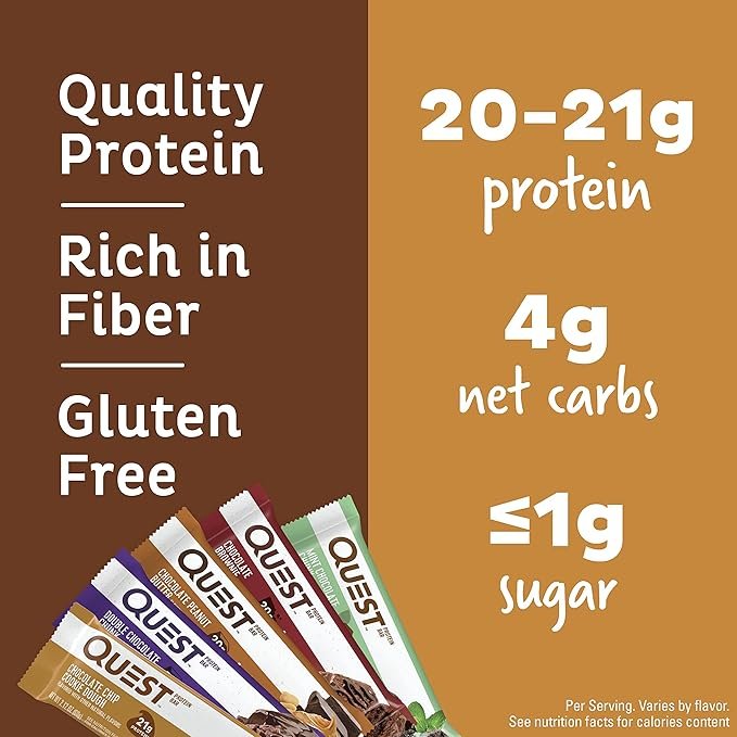 Quest Nutrition Protein Bar, Chocolate Lovers Variety Pack, 5 Flavors, High Protein Bars, Low Carb Bars, Gluten Free, Soy Free, 2.1 oz Bar, 12 Count - Image 3